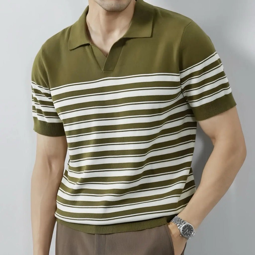 Classic Striped Mesh Knit Polo