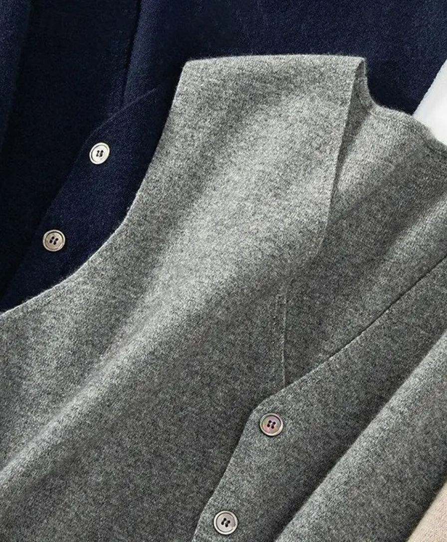 Premium Cashmere Button-Up Vest