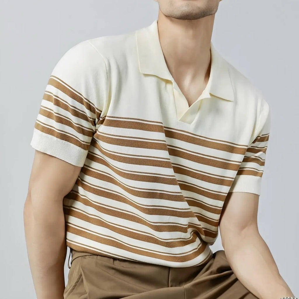 Classic Striped Mesh Knit Polo