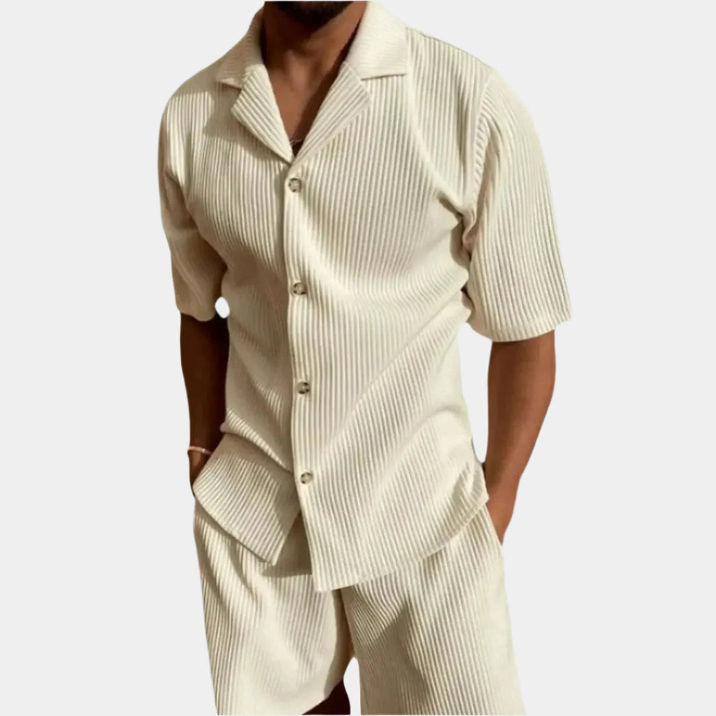 Refined Corduroy Shirt & Shorts Set