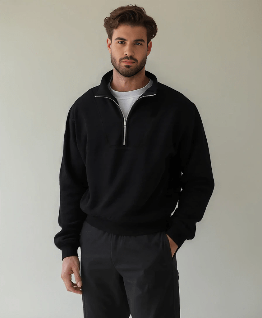 Midnight Lapel Zip Sweater