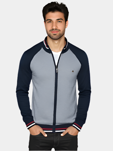 Regal Blocked Zipper Cardigan
