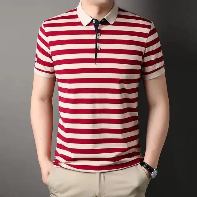 Summer Elegance Striped Polo Shirt