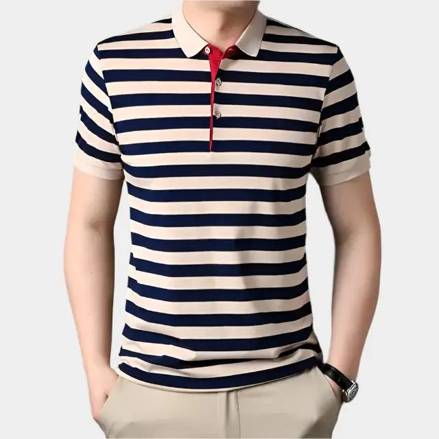 Summer Elegance Striped Polo Shirt